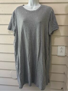 🔥5 for $25🔥 Time & Tru Plus Size Grey Cotton Casual Tee Shirt Dress